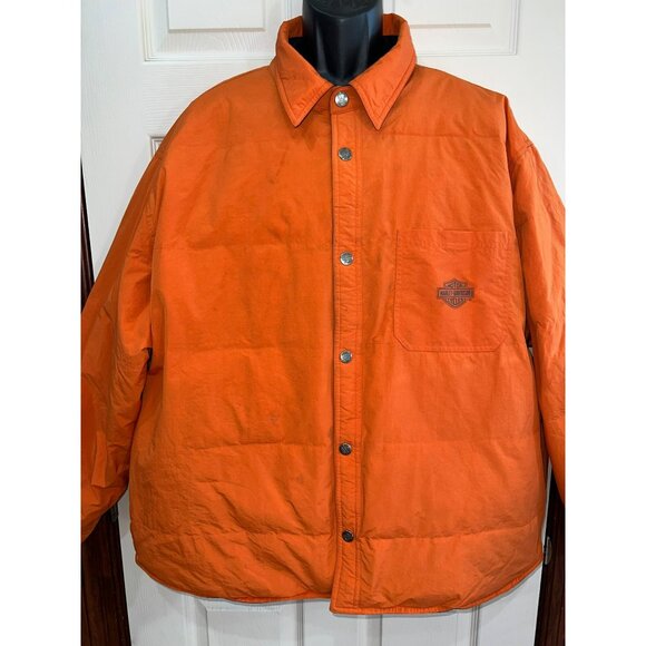 Harley-Davidson Reversible Black & Orange Jacket Mens Size 22L XL Snap Closure E - Picture 6 of 8